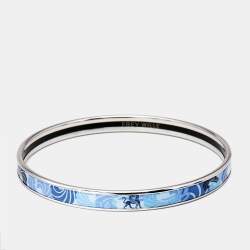 Frey Wille Blue Enamel Silver Tone Ultra Bangle Bracelet