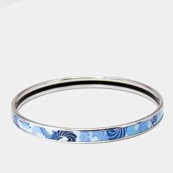 Frey Wille Blue Enamel Silver Tone Ultra Bangle Bracelet