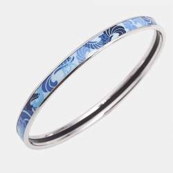 Frey Wille Blue Enamel Silver Tone Ultra Bangle Bracelet