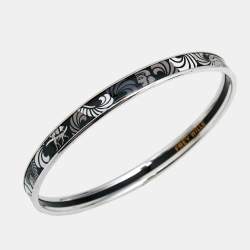 Frey Wille Black Enamel Silver Tone Ultra Bangle Bracelet