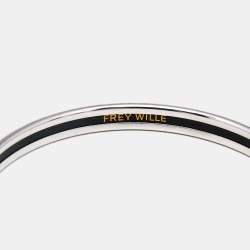 Frey Wille Black Enamel Silver Tone Ultra Bangle Bracelet