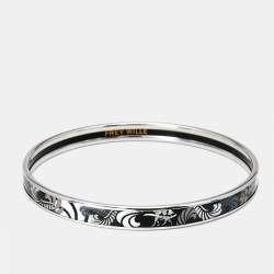 Frey Wille Black Enamel Silver Tone Ultra Bangle Bracelet