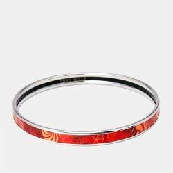 Frey Wille Red Enamel Silver Tone Ultra Bangle Bracelet