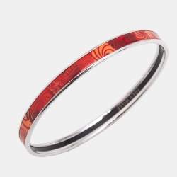 Frey Wille Red Enamel Silver Tone Ultra Bangle Bracelet