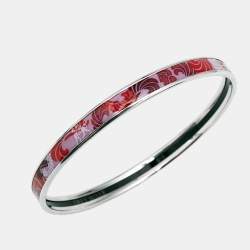 Pre Owned Frey Wille Purple Enamel Silver Tone Ultra Bangle Bracelet