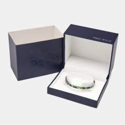 Frey Wille Green Fire Enamel Silver Tone Ultra Bangle Bracelet