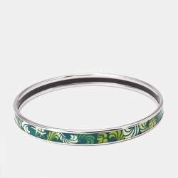 Frey Wille Green Fire Enamel Silver Tone Ultra Bangle Bracelet