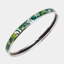 Frey Wille Green Fire Enamel Silver Tone Ultra Bangle Bracelet