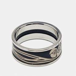Frey Wille Fire Enamel Silver Tone Ring Size 53
