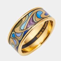Frey Wille Fire Enamel Gold Tone Ring Size 56