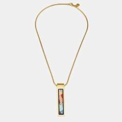مملوكة مسبقًا Frey Wille Fire Enamel Gold Tone Pendant Necklace