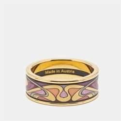 Pre Owned Frey Wille Fire Enamel Gold Tone Ring Size 57