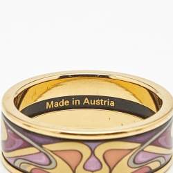 Pre Owned Frey Wille Fire Enamel Gold Tone Ring Size 57