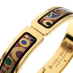 Pre Owned Frey Wille Hommage A’ Gustav Klimt Enamel Gold Plated Ballerina Clasp Bracelet S