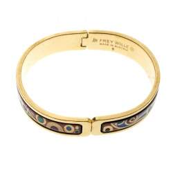 Pre Owned Frey Wille Hommage A’ Gustav Klimt Enamel Gold Plated Ballerina Clasp Bracelet S