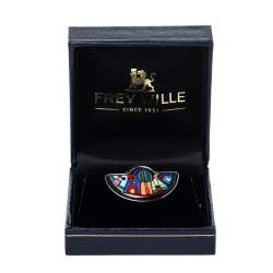 Pre Owned Frey Wille Hundertwasser Street River Fire Enamel Half Moon Pendant 