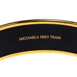 Pre Owned Frey Wille Vintage Multicolor Fire Enamel Gold Plated Wide Bangle Bracelet