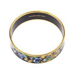 Pre Owned Frey Wille Vintage Multicolor Fire Enamel Gold Plated Wide Bangle Bracelet