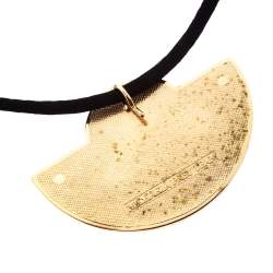 Pre Owned Frey Wille Bird Motif Green Fire Enamel Gold Plated Half Moon Pendant