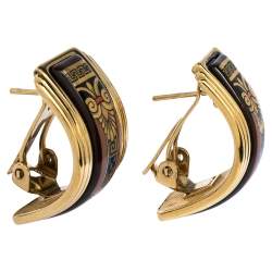 Pre Owned Frey Wille Multicolor Fire Enamel Gold Plated Hoop Earrings