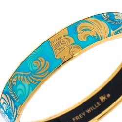 Pre Owned Frey Wille Turquoise Magic Sphinx Fire Enamel Miss Bordered Bangle