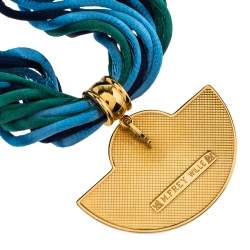 Pre Owned Frey Wille Blue Halfmoon Fire Enamel Pendant Multi Strand Silk Necklace