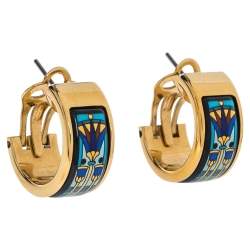 Pre Owned Frey Wille Sun Lotus Fire Enamel Mini Creole Earrings