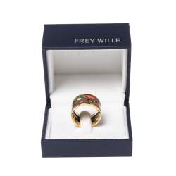 Pre Owned Frey Wille Hommage à Hundertwasser Multicolor Fire Enamel Band Ring Size 53