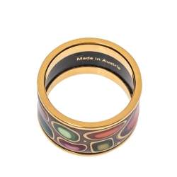 Pre Owned Frey Wille Hommage à Hundertwasser Multicolor Fire Enamel Band Ring Size 53