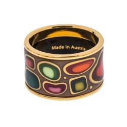Pre Owned Frey Wille Hommage à Hundertwasser Multicolor Fire Enamel Band Ring Size 53