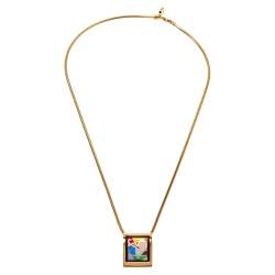 Pre Owned Frey Wille Ode to Joy of Life Fire Enamel Gold Plated Pendant Necklace