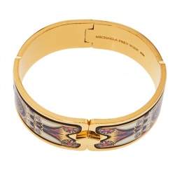Frey Wille Vintage Fire Enamel Motif Gold Plated Hinged Bangle