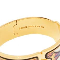 Frey Wille Vintage Fire Enamel Motif Gold Plated Hinged Bangle