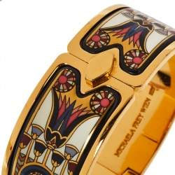 Frey Wille Vintage Fire Enamel Motif Gold Plated Hinged Bangle