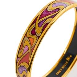 Pre Owned Frey Wille Hommage à Alphonse Mucha Fire Enamel Gold Plated Miss Bangle