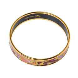 Pre Owned Frey Wille Hommage à Alphonse Mucha Fire Enamel Gold Plated Miss Bangle