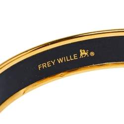 Pre Owned Frey Wille Hommage à Alphonse Mucha Fire Enamel Gold Plated Miss Bangle