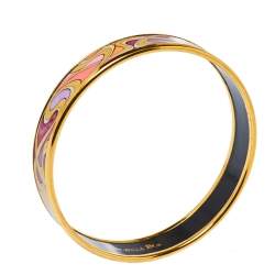 Pre Owned Frey Wille Hommage à Alphonse Mucha Fire Enamel Gold Plated Miss Bangle
