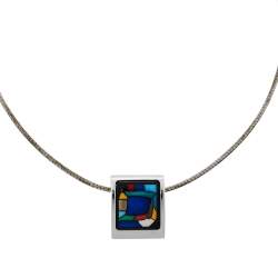 Frey Wille Homage à Hundertwasser Emotion Spiral Square Pendant Omega Chain Necklace