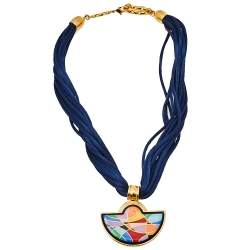 Pre Owned Frey Wille Ode to Joy of Life Heavenly Joy Halfmoon Pendant Multistrand Cord Necklace