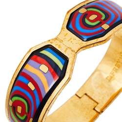 Pre Owned Frey Wille Hommage à Hundertwasser Spiral of Life Multicolor Fire Enamel Clasp Contessa Bracelet L