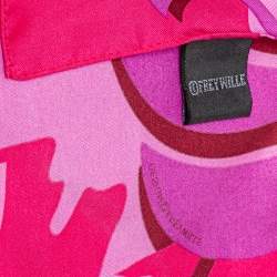 Pre Owned Frey Wille Pink & Red Sphinx Print Silk Gavroche Scarf