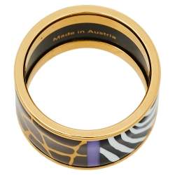 Pre Owned Frey Wille Spirit Of Africa Safari Multicolor Fire Enamel Band Ring Size EU 53