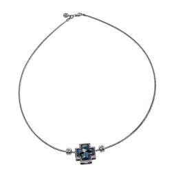 Pre Owned Frey Wille Sterling Silver Omega Chain Cross Pendant Necklace