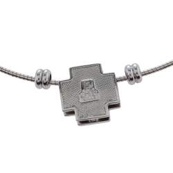 Pre Owned Frey Wille Sterling Silver Omega Chain Cross Pendant Necklace