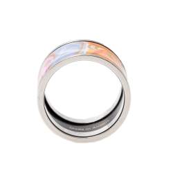 Pre Owned Frey Wille Floral Symphony Fire Enamel Palladium Plated Band Ring Size EU 53