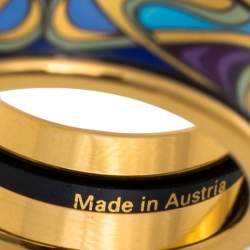 Pre Owned Frey Wille Hommage à Alphonse Mucha Fire Enamel Gold Plated Band Ring Size 52