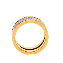 Pre Owned Frey Wille Hommage à Alphonse Mucha Fire Enamel Gold Plated Band Ring Size 52