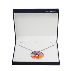 Pre Owned Frey Wille Floral Symphony Fire Enamel Palladium Plated Pendant Necklace