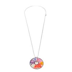 Pre Owned Frey Wille Floral Symphony Fire Enamel Palladium Plated Pendant Necklace